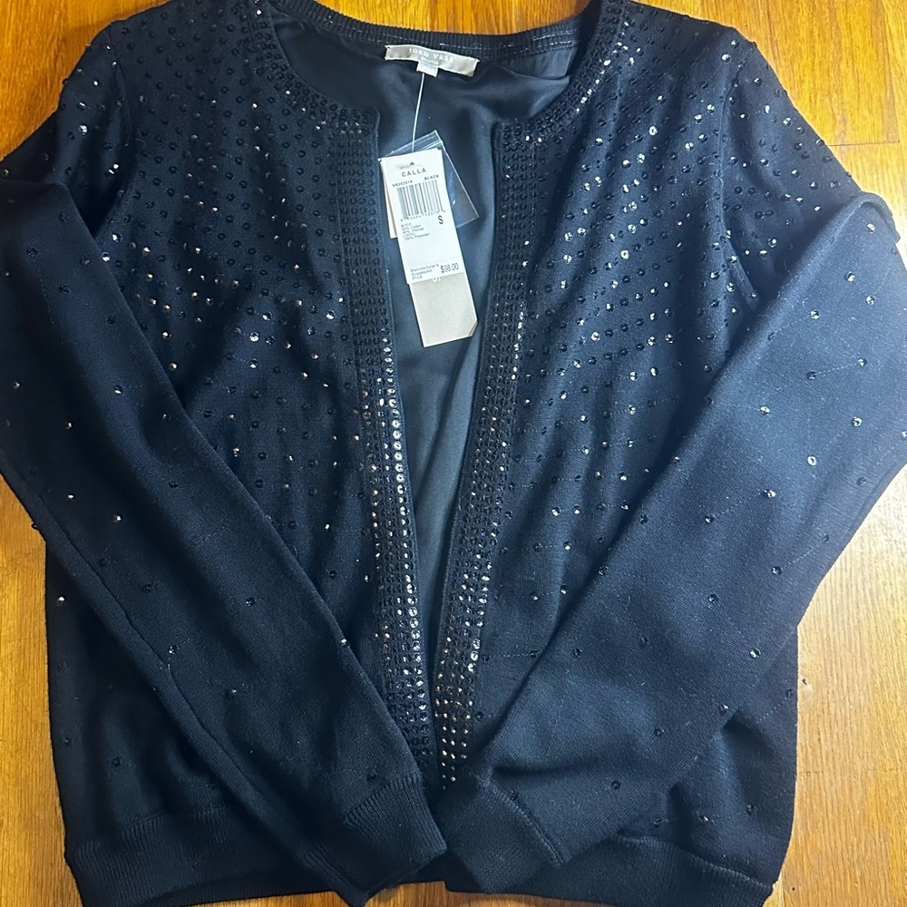 Joan Vass Black Sequin Sweater New with tags!